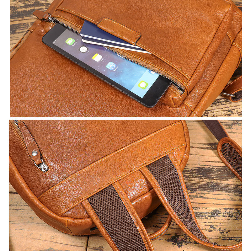 Herren Rucksack Leder mit Laptopfach Backpack Männer für Business und Kurzreise