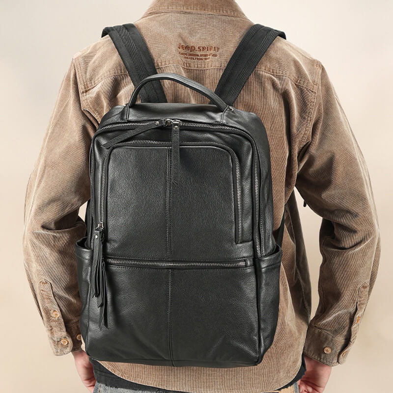 rucksack herren leder schwarz