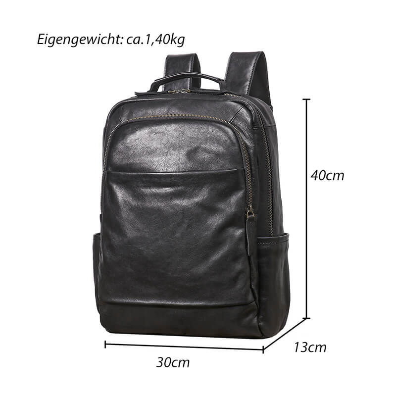 Herren Rucksack Leder Vintage mit Trolley Gurt Laptopfach für Reisen