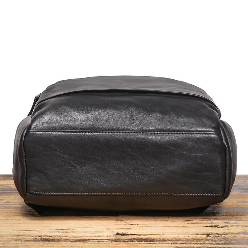 Herren Rucksack Leder Vintage mit Trolley Gurt Laptopfach für Reisen