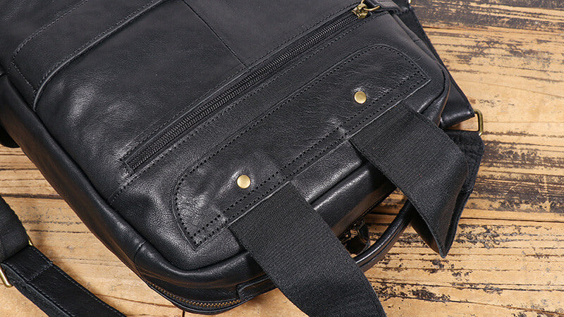Herren Rucksack Leder Vintage mit Trolley Gurt Laptopfach für Reisen