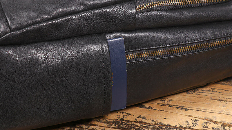 Herren Rucksack Leder Vintage mit Trolley Gurt Laptopfach für Reisen