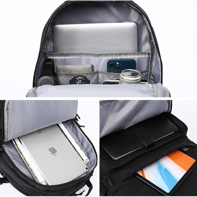 Herren Schwarz Rucksack aus Oxford wasserdicht mit Laptopfach für Uni