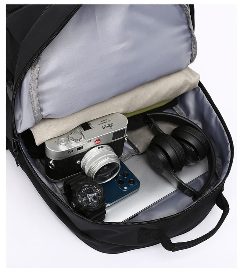 Herren Schwarz Rucksack aus Oxford wasserdicht mit Laptopfach für Uni