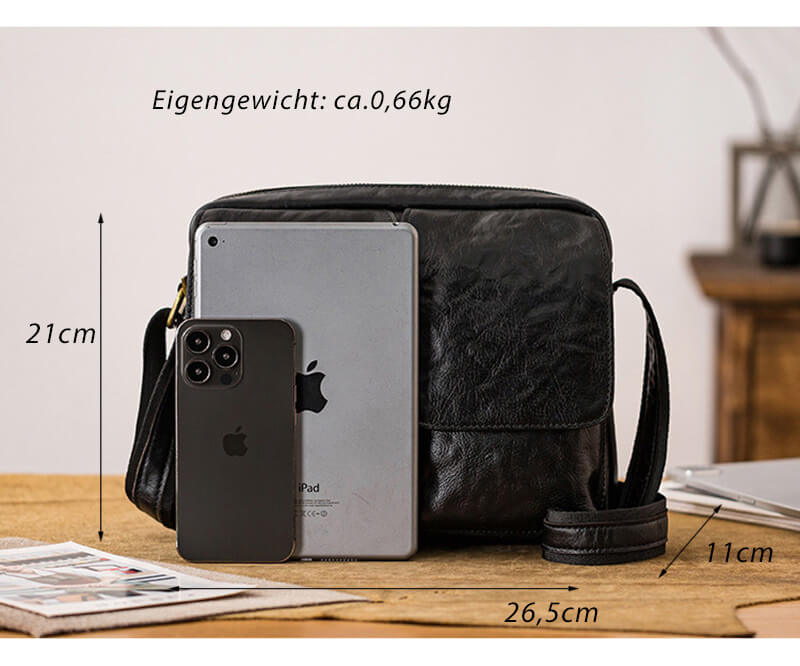 Herren Umhängetasche Leder Crossbody Tasche in 2 Farben