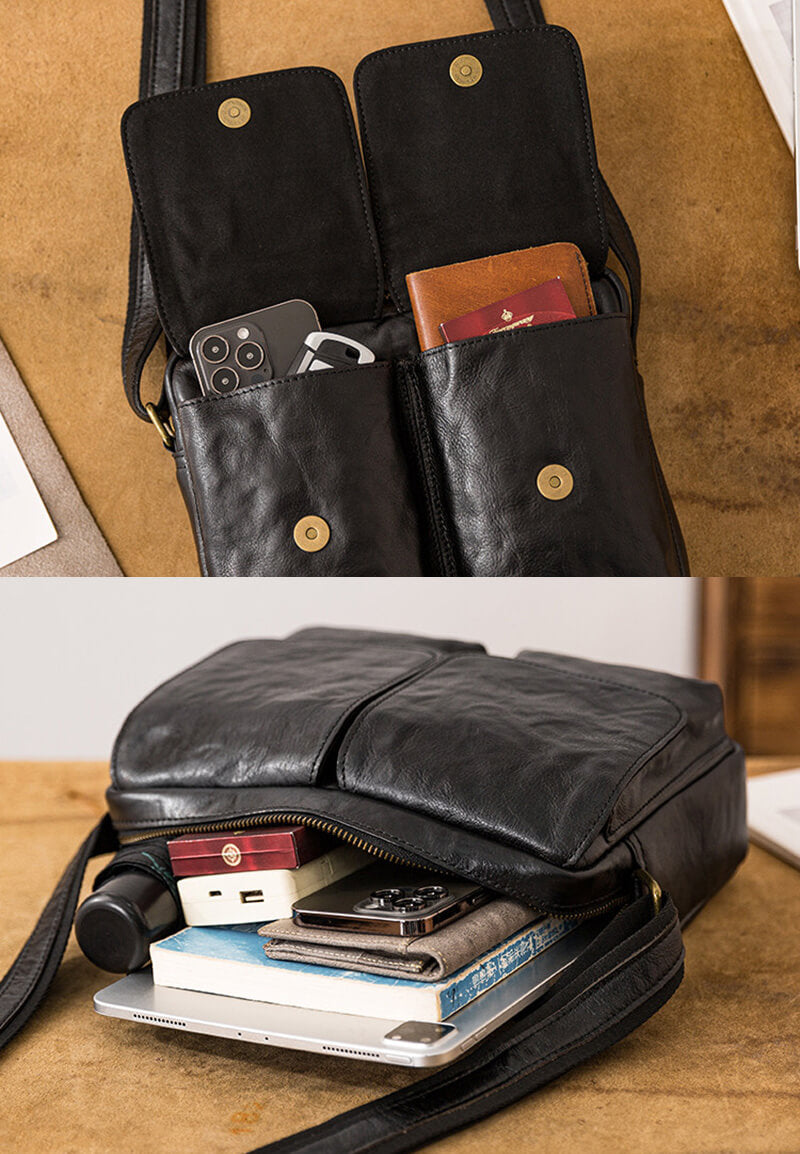 Herren Umhängetasche Leder Crossbody Tasche in 2 Farben