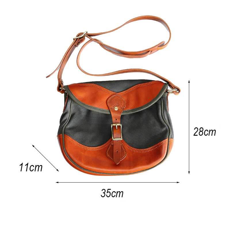 Herren Umhängetasche retro Style Leder und Canvas Armeegrün und Khaki für Alltag