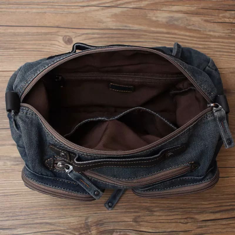 Herren Umhängetasche Vintage Denim Jeansstoff Tasche