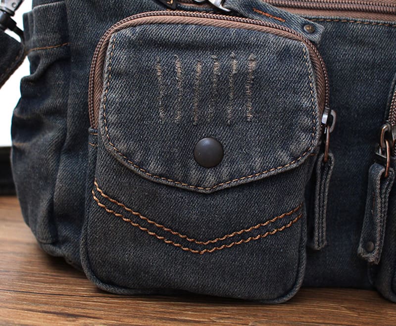 Herren Umhängetasche Vintage Denim Jeansstoff Tasche