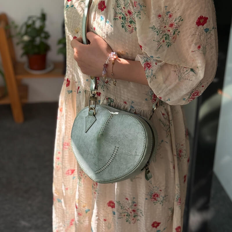 umhängetasche damen grün leder