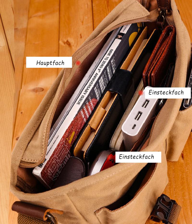 hochwertige Umhängetasche Herren Canvas Tasche Vintage Messenger Bag Männer
