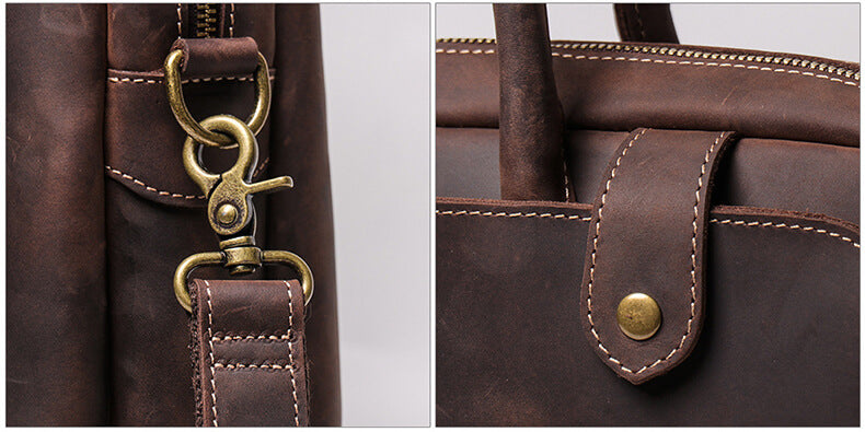 hochwertige Businesstasche Vintage Aktentasche Herren Leder braun Umhängetasche Handtasche
