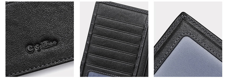 hochwertige schwarze Geldbörse Portemonnaie Herren Leder lang