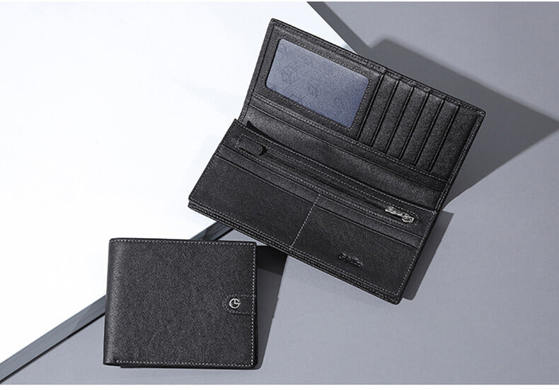 hochwertige schwarze Geldbörse Portemonnaie Herren Leder lang