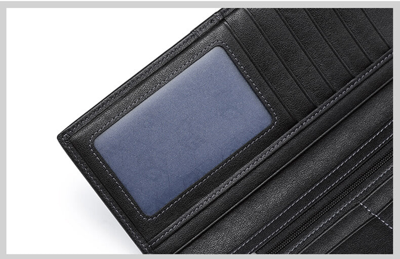 hochwertige schwarze Geldbörse Portemonnaie Herren Leder lang
