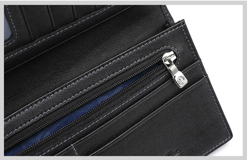 hochwertige schwarze Geldbörse Portemonnaie Herren Leder lang