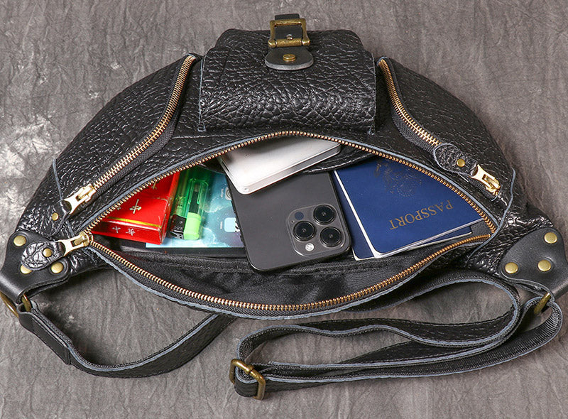 Hüfttasche Outdoor für Herren aus Leder Brusttasche Bauchtasche