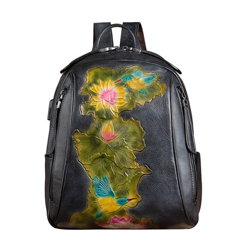 rucksack damen grau leder