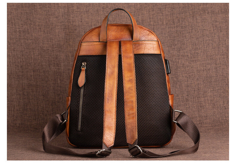 individuell Vintage Damen Rucksack Leder mit Lotusblume