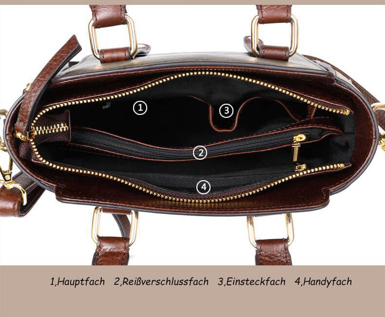 kleine Damen Umhängetasche mit Henkel Leder Handtasche Vintage