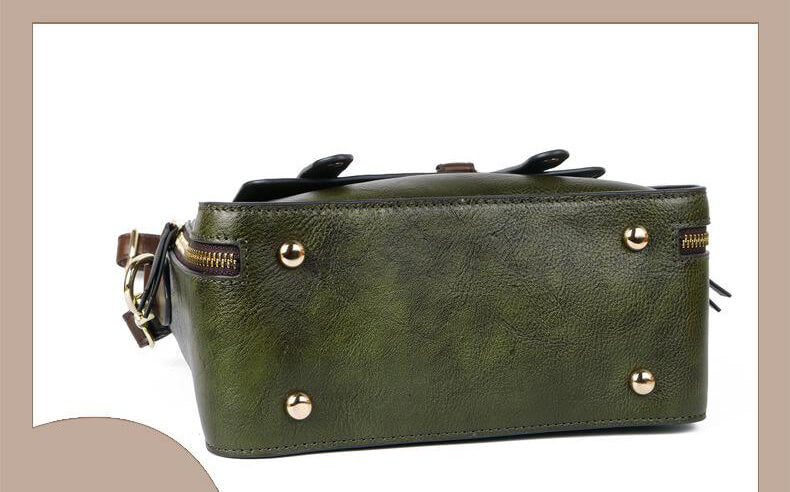 kleine Damen Umhängetasche mit Henkel Leder Handtasche Vintage