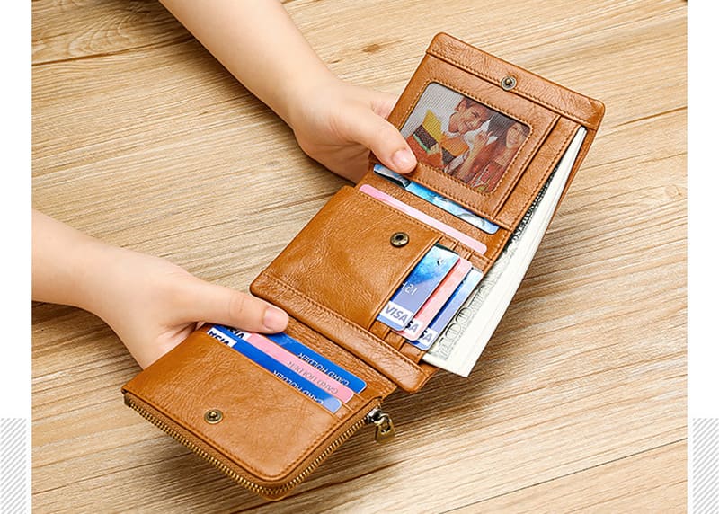 kleine Geldbörse Herren Leder 3 teilig braun Portemonnaie RFID Schutz mit Kartenfächern