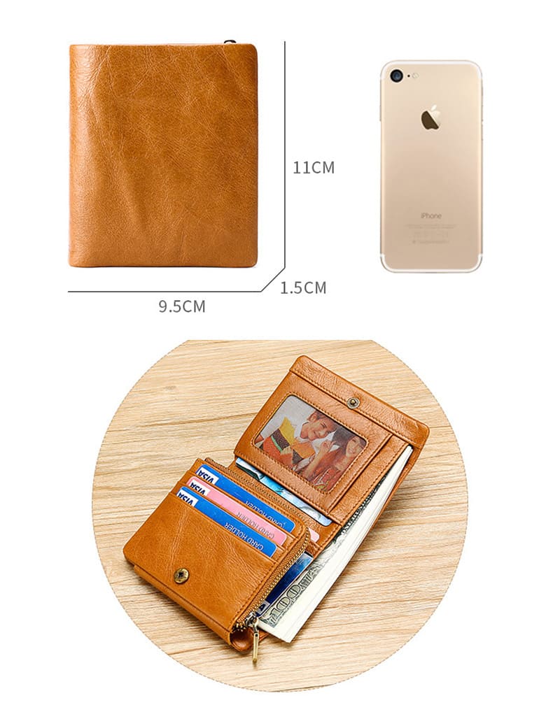 kleine Geldbörse Herren Leder 3 teilig braun Portemonnaie RFID Schutz mit Kartenfächern