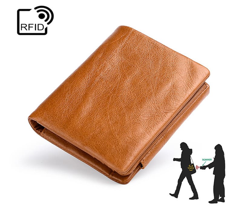kleine Geldbörse Herren Leder 3 teilig braun Portemonnaie RFID Schutz mit Kartenfächern