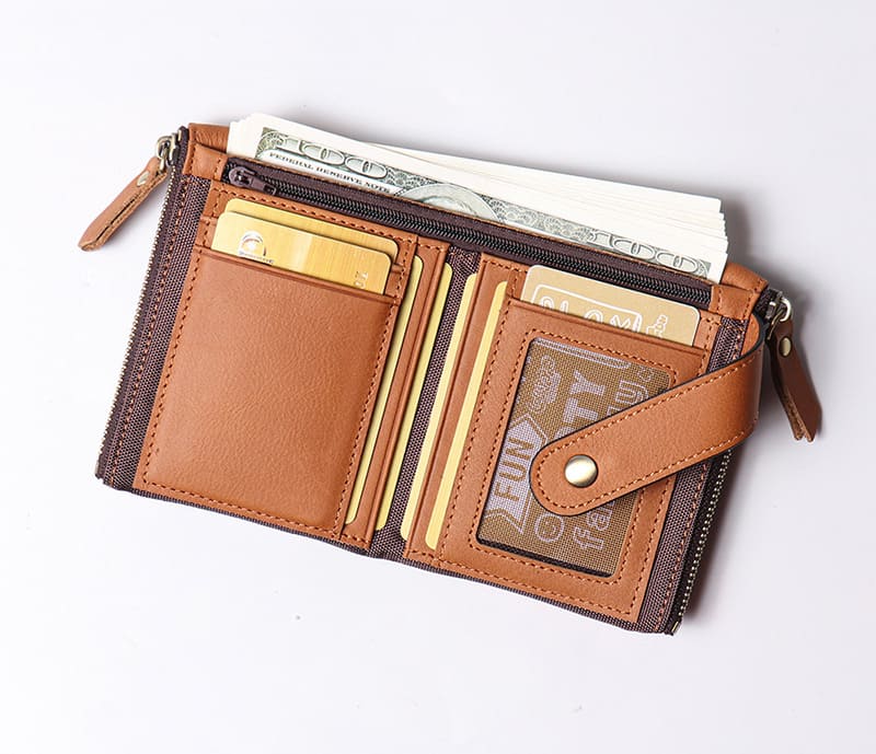 kleine Geldbörse Leder Portemonnaie Herren Hosentasche