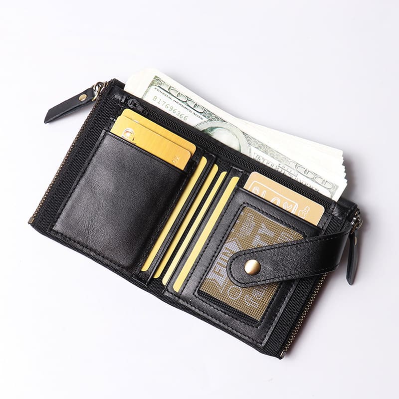 kleine Geldbörse Leder Portemonnaie Herren Hosentasche