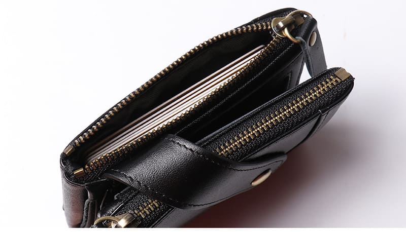 kleine Geldbörse Leder Portemonnaie Herren Hosentasche