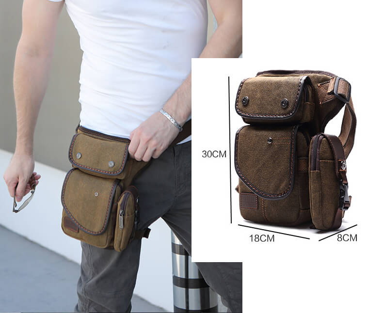 kleine Gürteltasche für Herren aus Canvas Hüfttasche mit Beingurt Beintasche Männer