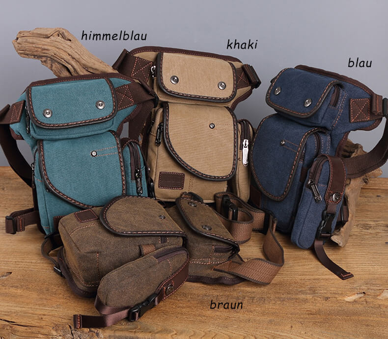 kleine Gürteltasche für Herren aus Canvas Hüfttasche mit Beingurt Beintasche Männer