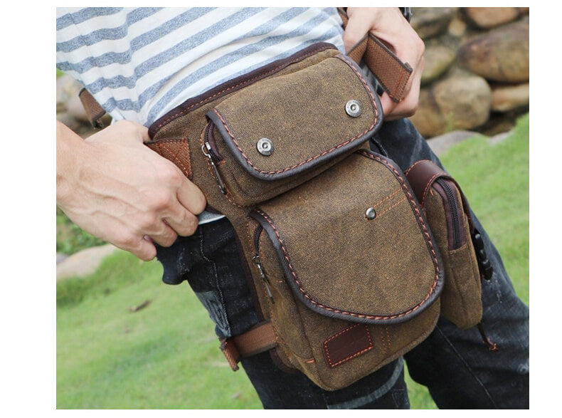 kleine Gürteltasche für Herren aus Canvas Hüfttasche mit Beingurt Beintasche Männer