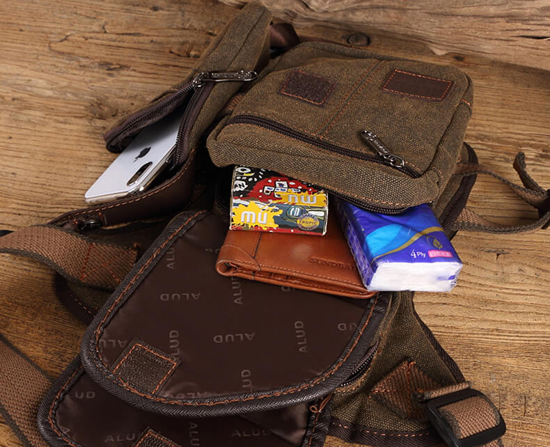 kleine Gürteltasche für Herren aus Canvas Hüfttasche mit Beingurt Beintasche Männer