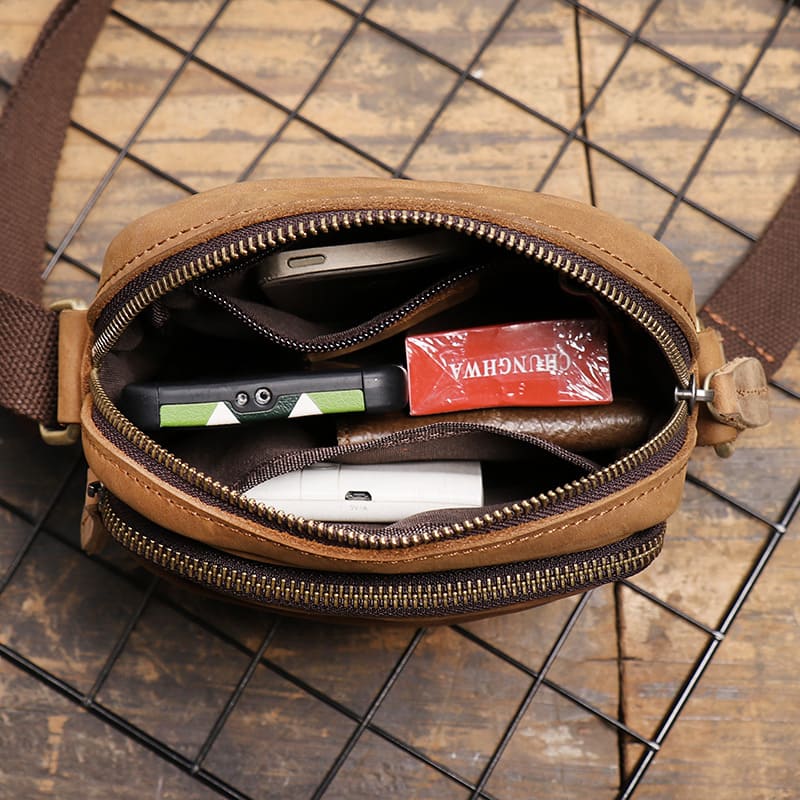 kleine Herren Umhängetasche Leder Vintage Herrentasche in 2 Farben