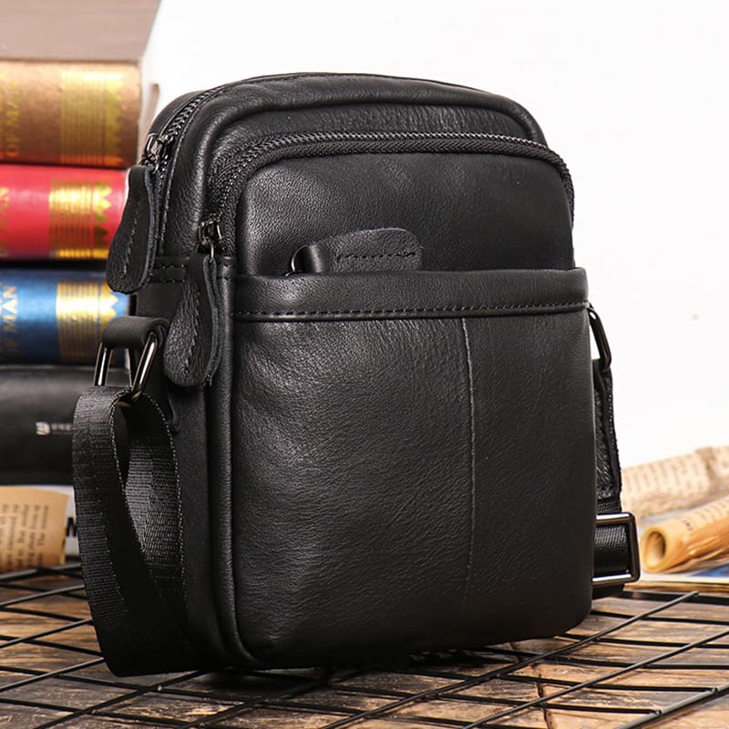 leder umhängetasche herren schwarz