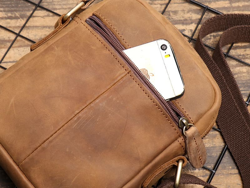 kleine Herren Umhängetasche Leder Vintage Herrentasche in 2 Farben