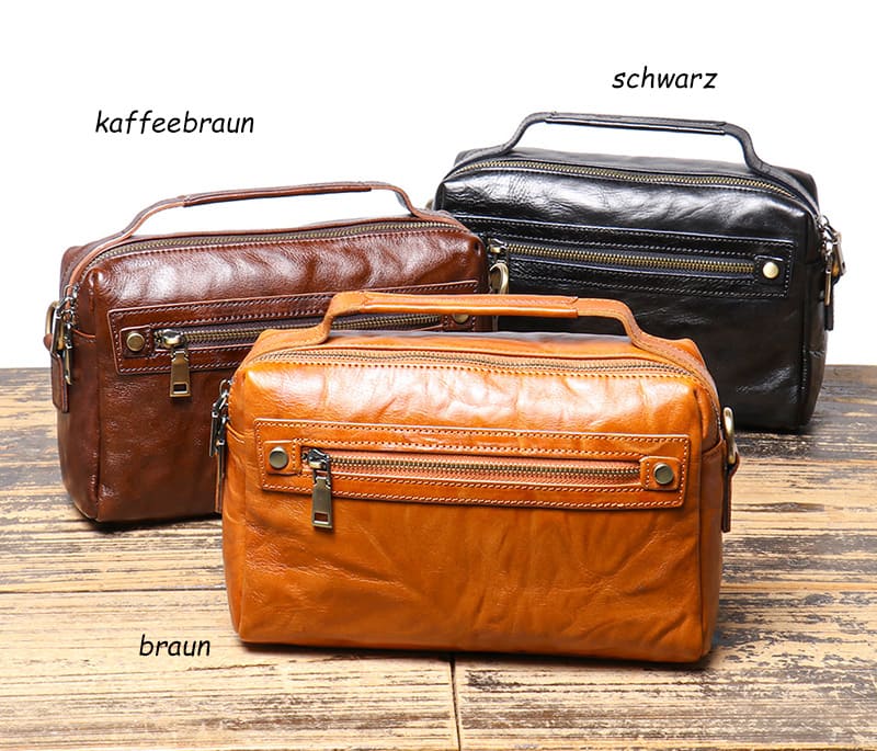 kleine Herren Umhängetasche Leder Vintage Tasche Männer mit Griff