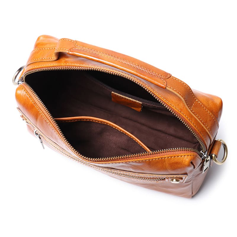 kleine Herren Umhängetasche Leder Vintage Tasche Männer mit Griff