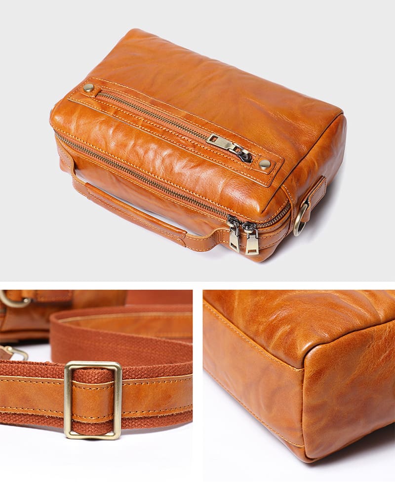 kleine Herren Umhängetasche Leder Vintage Tasche Männer mit Griff