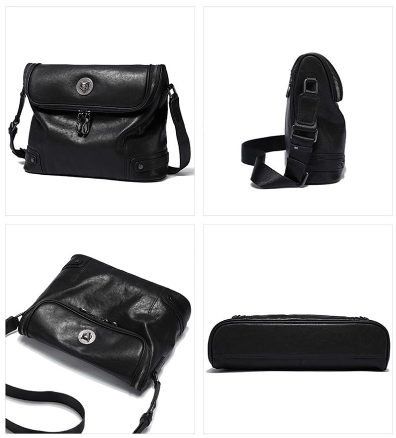 kleine Herren Umhängetasche weiches Leder schwarz für Freizeit und Alltag