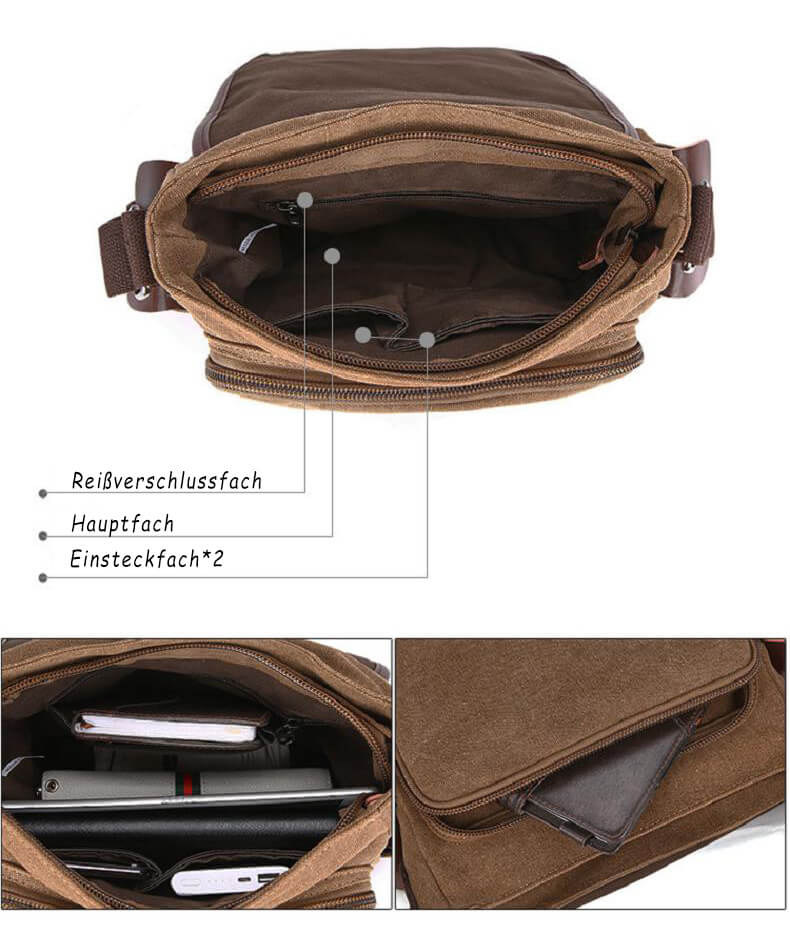 kleine Herrentasche Umhängetasche Herren Canvas
