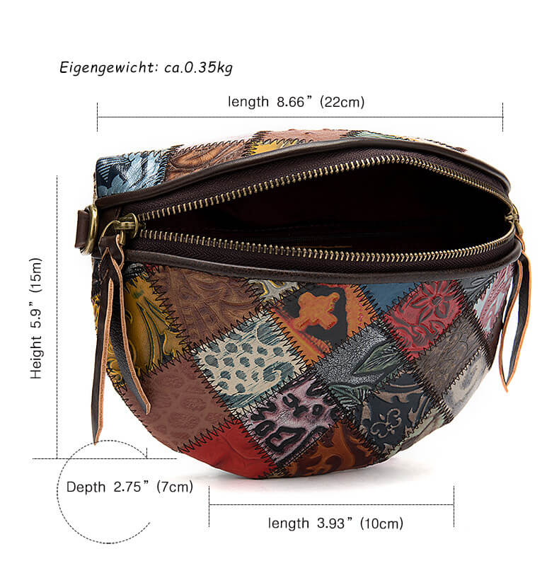 kleine Umhängetasche Damen Leder breiter Riemen bunt