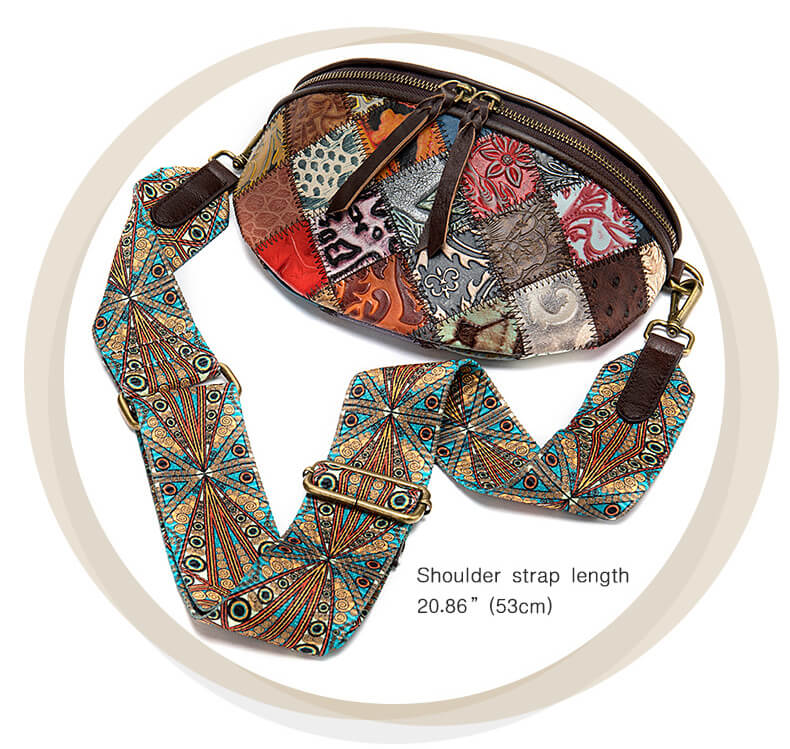 kleine Umhängetasche Damen Leder breiter Riemen bunt