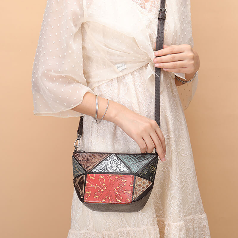 umhängetasche damen leder bunt