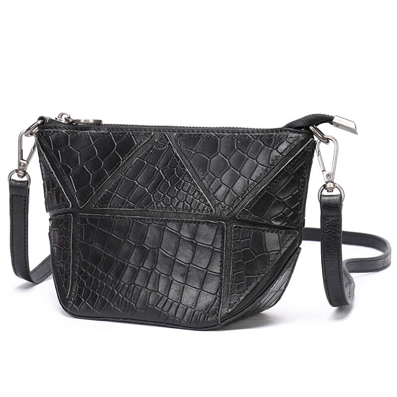 kleine Umhängetasche Damen Leder bunt mit Ketteriemen Reißverschluss für Alltag