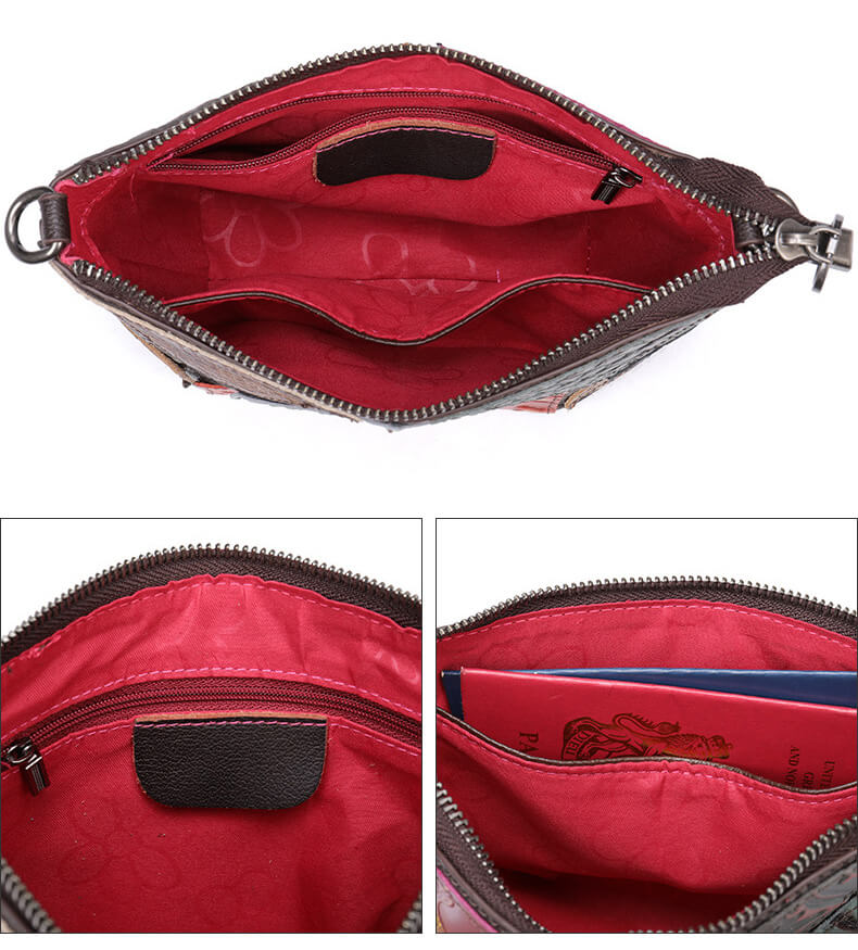 kleine Umhängetasche Damen Leder bunt mit Ketteriemen Reißverschluss für Alltag