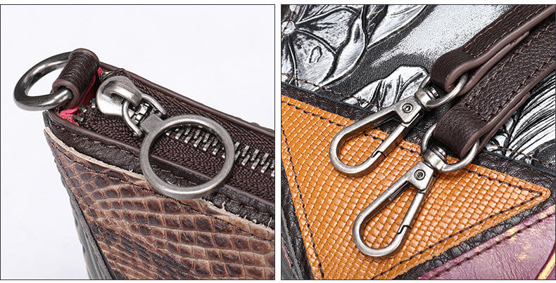 kleine Umhängetasche Damen Leder bunt mit Ketteriemen Reißverschluss für Alltag