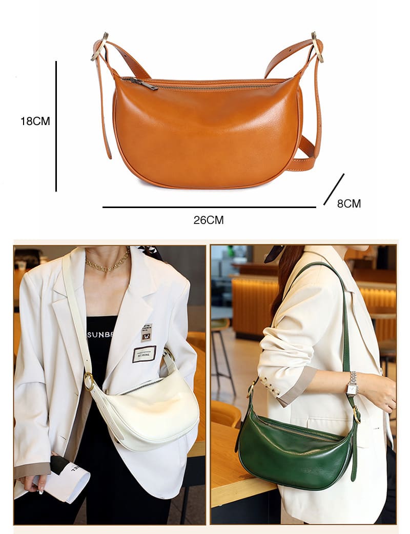 kleine Umhängetasche Damen Leder schlichte Schultertasche Reißverschluss